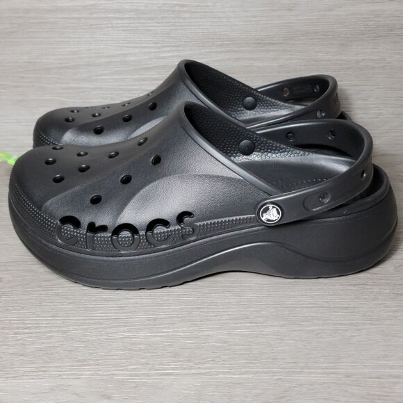 Crocs Women's Baya Platform Clog Slip On Comfort Sandal Shoes Size 11 Black New - Picture 1 of 11